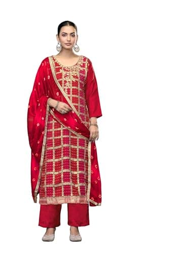 GJ Fashion Stiched Designer Indian Style Embroidered Churidar Palazzo Salwar Suit For Women Party Ocasional Wear