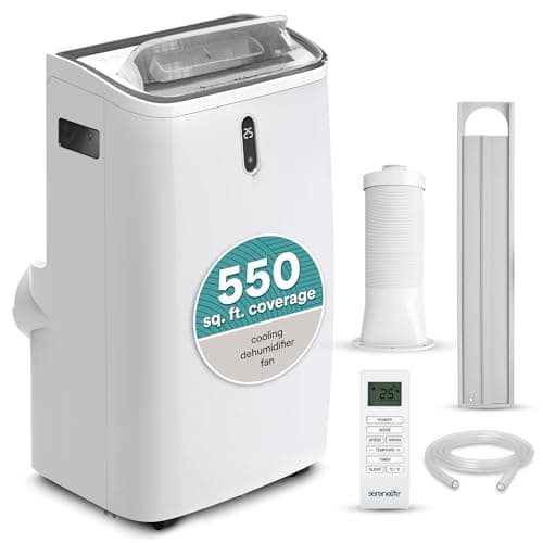 SereneLife 12,000 BTU Portable...ncluded, Rolling Wheels, Black