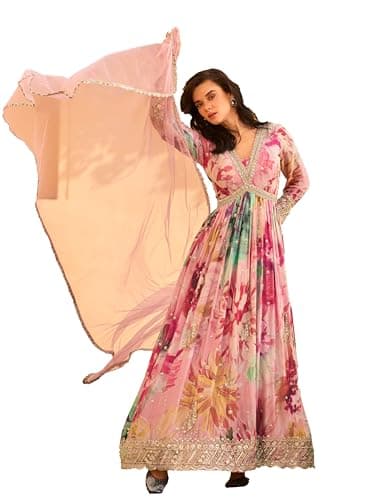 Shriva Fashion Indian Pakistani ready to wear anarkali gown for Events/Party/Festivals and ocassions for women (2881) (Pink, 44)