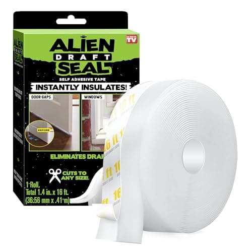 Alien Draft Seal Insulation Tape Transparent Silicone Weather Stripping Seal Strip and Under Door Draft Stopper for Windows and Door Bottoms As Seen On TV(1 Roll - 16 Feet)