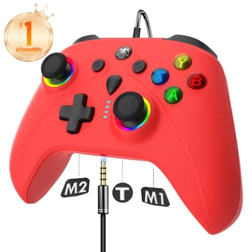 Averlixor Wired PC Controller Compatible with Windows Laptop Steam PS4, Control with 1000Hz Polling Rate No Drift Stick, Custom Paddles Turbo Remote, RGB Light Gamepad