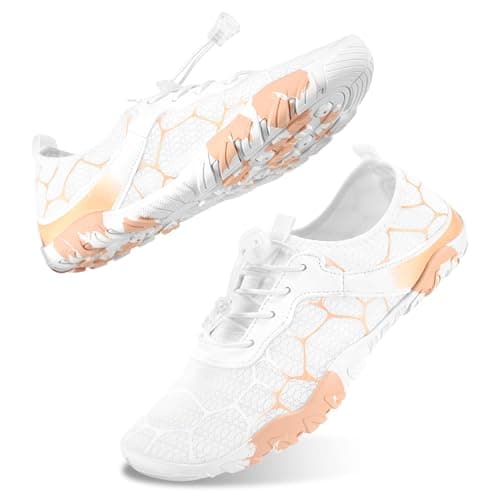 Stelle Water Shoes for Women Men Adult Lightweight Quick-Dry Barefoot Aqua Shoes for Beach Swim Kayaking River Lake Surfing(White,7MW)