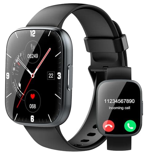 Puqo Smart Watches for Men Women, 1.95" HD Touchscreen Fitness Tracker with Bluetooth Calls, IP68 Waterproof, 120+ Sport Modes, 7-Day Battery, 24/7 Heart Rate & Sleep Monitor for Android iOS (Black)
