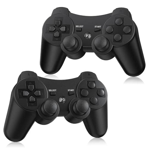 Yinjie 2 Pack Wireless Controller for PS3, Compatible with Playstation 3, with 2 Charging Cables (black)