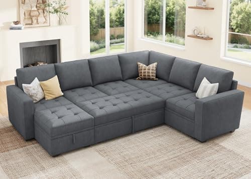 HONBAY Modular Sectional Couch...es for Living Room,Bluish Grey