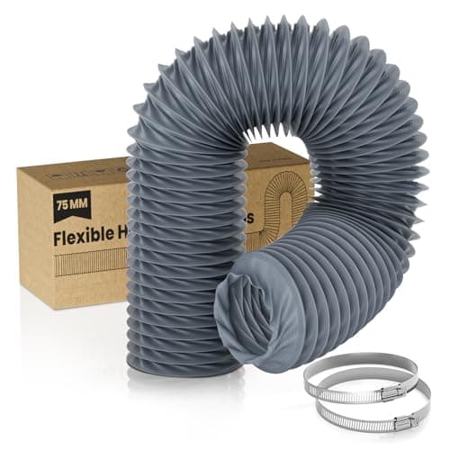 HG Power 3 Inch 16 Feet Vent Hose, Nylon Flexible Duct Hose, Heavy Duty Hose with 2 Clamps for HVAC, RV, Boat Blower, Bathroom Exhaust, Kitchen Exhaust Air Grey