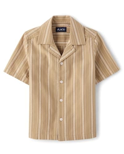 The Children's Place,Boys,Short Sleeve Button Up Shirt,Hazel Wood,Medium
