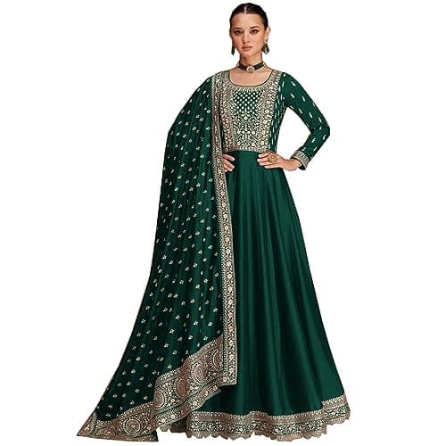 Designerharsha Indian Ready to Wear Anarkali Gown Suits Pakistani Stitched Salwar Kameez Dresses (US, Numeric, 36, Regular, Regular, Green)