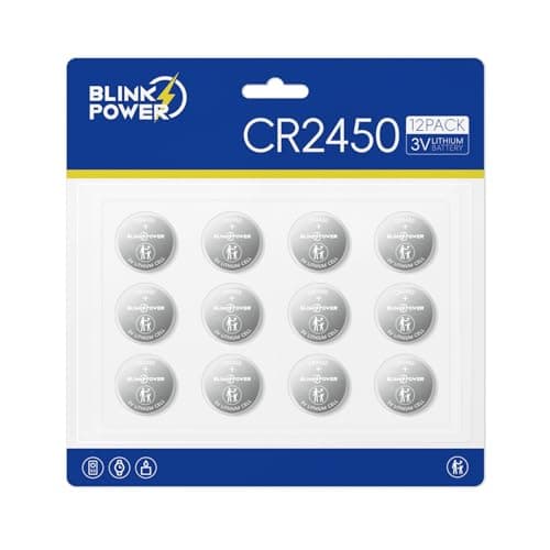 Blinkspower CR2450 Lithium 3V Coin Battery, 12 Pack 2450 Battery, Child-Safe & Longest Lasting for Key Fobs, Smart Home Devices