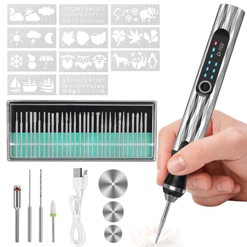 Engraving Pen, Electric Engraver Pen Kit with 37 Bits, 3-Speed USB Rechargeable Metal Engraving Pen for Wood Glass Stone Leather Plastic, Cordless Rotary Tool for DIY Crafts, Jewelry, Custom Gifts