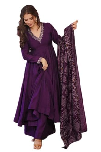 The Red Lion Enterprise Women's Designer Straight Kurti pant dupatta 3pc dress partywear Salwar Suit (US, Alpha, Small, Regular, Regular, Purple 1)