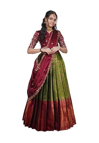 women's lehenga choli half saree langa voni set traditional south Indian pattu pavadai
