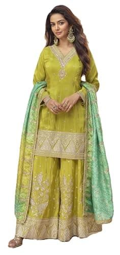 STELLACOUTURE indian ready to wear salwar kameez embroidered pakistani suit eid festival wedding party for women 2932-O (Lime, 42)