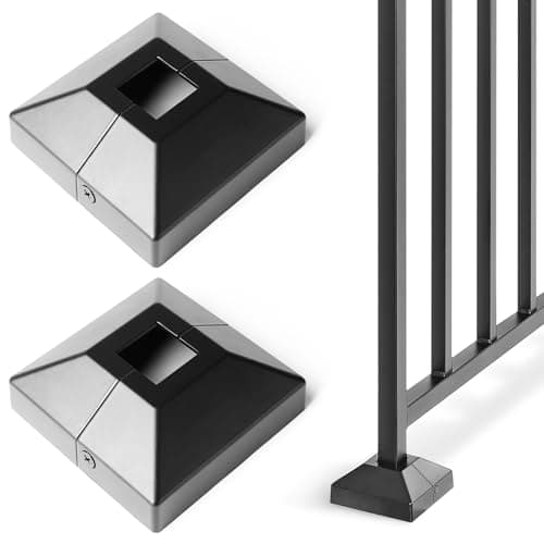 2Pack 1.0"x1.0" Deck Post Base Cover Decorative Aluminum, Split Post Cover Skirts Trim for Deck Railings丨Stairs Black