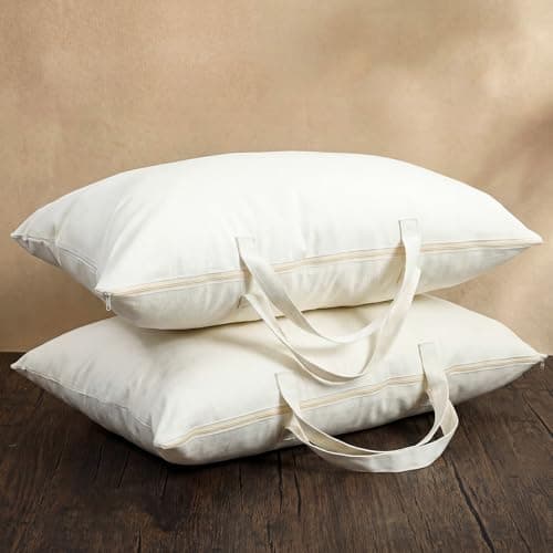 GliCraft 2 Pack 100% Cotton 20"x 30" Canvas Travel Pillow Storage Bag with Handles for Home Travel Beddings Comforters Blankets Saree Linens Organizer Thick Soft Breathable Closet Organizer Bag
