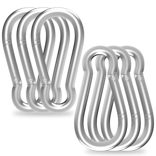 5.5 Inch Carabiner Clip Spring Snap Hook, 6 Pack M14 Heavy Duty Galvanized Steel Spring Snap Carabiner, Quick Link Keychain Clip for Keys Swing Set Camping Hiking Traveling (1350 lbs Capacity)