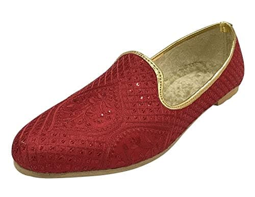 Step n Style Maroon Punjabi Juti for Men Wedding Sherwani Shoes Traditional Handmade Ethnic Flats Juti