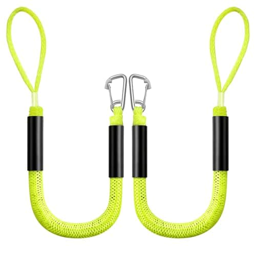 BIGANTTOW Bungee Dock Line for Boats, 4 FT Elastic Mooring Rope with Stainless Steel Clip, Black Stretchable Pontoon Dock Tie (Yellow, 4 FT)