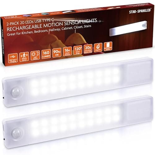 2 Pack 8'' STAR-SPANGLED Under Cabinet Lighting Rechargeable (White/Warm White)$4.79 + Free S&H w/ Prime or $35+