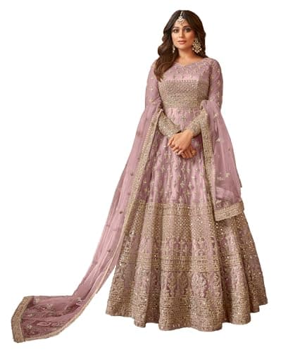 STELLACOUTURE women's indian traditional full length heavy embroidered ethnic salwar suit with dupatta (2318-O) (US, Alpha, Medium, Regular, Regular, Pink 3)