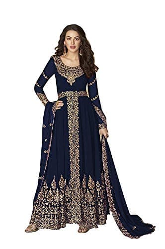 shopNstyle Ready to Wear Indian/Pakistani Ethnic Wear Bollywood Party/Wedding Wear Long Anarkali for Womens (Navy Blue, 4XL)