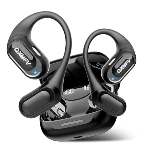 Open Ear Headphones, Bluetooth 5.4 Wireless Earbuds, HiFi Stereo Open Ear Buds with HD Mic, 50H Display LED Power Display Air Conduction Earbuds, AI Translation Earbuds Real Time for Sports Working