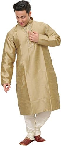 Exotic India Plain Kurta Pajam - Color Taos Taupe Size 48