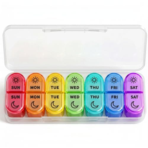 Odaro Weekly AM PM Pill Organizer 2 Times a Day, Removable Trays, White