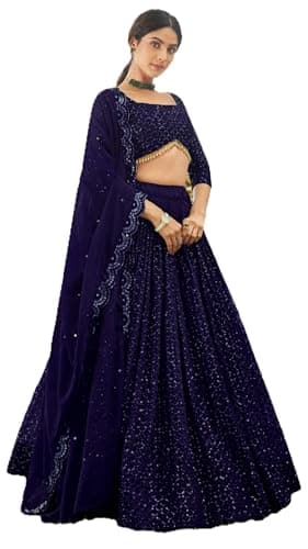 Shriva Fashion Women's ready-to-wear lehenga choli set for traditional wedding Navratri with embroidery (0320) (Blue, 44)