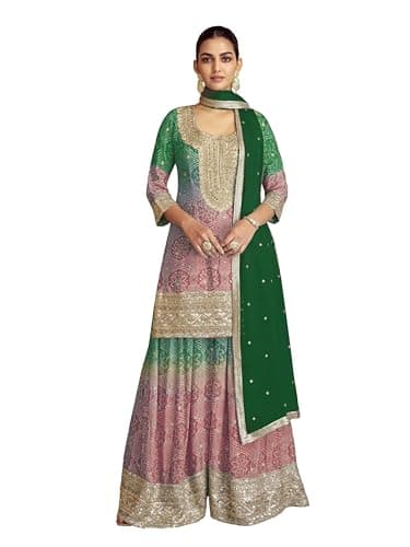 STELLACOUTURE indian traditional ready to wear salwar kameez embroidered Eid festival wedding ethnic suit for women 2802-O (Green, 40)