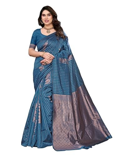 Vedant Vastram Women's Litchi Silk Banarasi Silk Saree (Meena-Rama)
