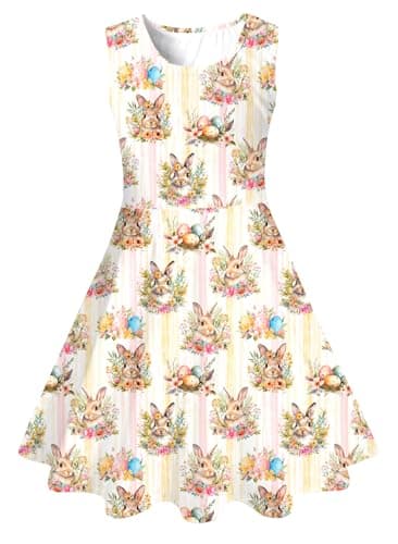 BFUSTYLE Girls Dress Easter Egg Sleeveless Casual Easter Sundress for Girl Size 10 13