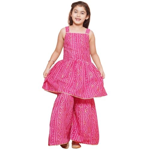 AJ DEZINES Girls Indian Ethnic Wear Salwar Kameez For Kids|Girls Punjabi Suit|Kids Kurta Sharara Set|Indian Dress|Pink-34