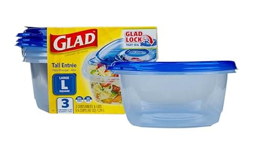 Glad GladWare Tall Entree Cont..., Large Square, 42 Oz, 3 Count