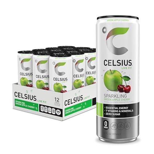 CELSIUS Sparkling Green Apple Cherry, Sugar Free Energy Drink, 12 Fl Oz (Pack of 12)~$14.25 With S&S @ Amazon