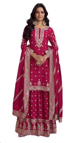 Shriva Fashion indian tradition plus size Party/Wedding Night Ready to Wear Salwar Kameez Suit for Women (2792) (Pink, 50)