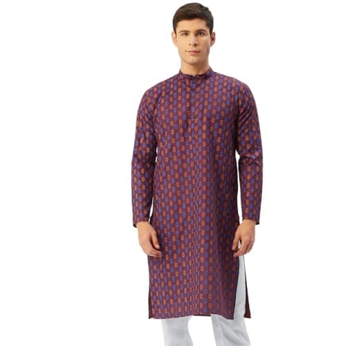 Maple Clothing Cotton Kurta for Men Indian Casual Dress (Maroon, XL)
