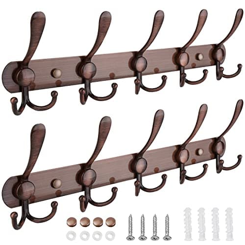 2-Pack TICONN Wall Mounted Coat Rack w/ Five-Tri Hooks $10.46 + Free Shipping w/ Prime or on 35+