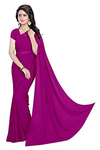 Sidhidata Textile Women's Georgette Saree With Unstitched Blouse Piece (Plain Jamli 747_Jamli_Free Size)