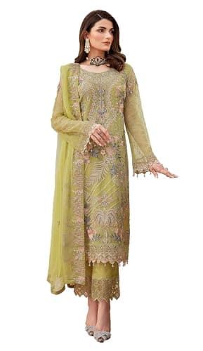 STELLACOUTURE indian Pakistani Salwar Kameez suit ready to wear embroidered plus size eid festival for women 5125-O (Lime, 42)