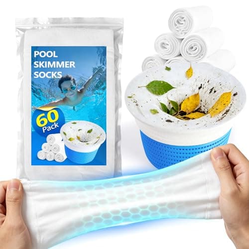 BluSwim 60 Pack Ultra Fine Mesh Pool Skimmer Socks Fits Most Baskets