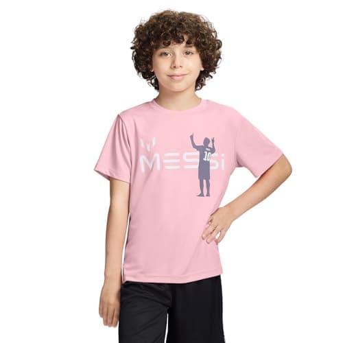 Messi Boys' Lifestyle Short Sleeve Top, Slim-Fit Shirt with Logo, Comfortable, Messi Silo Graphic Tee, 10-12
