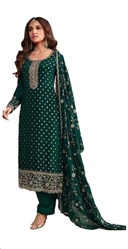 Shriva Fashion indian salwar kameez ready to wear Eid festival embroidered wedding plus size shalwar suit for women (2814) (Green, 54)