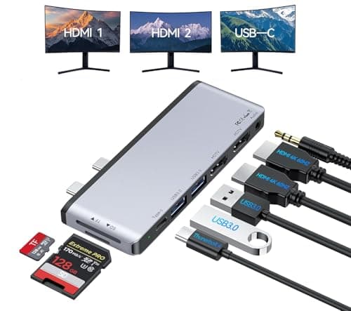 Surface Pro 12 Docking Station - 8-in-1 Triple Display USB Hub with Dual 4K HDMI, Thunderbolt 4 (4K@60Hz, 40Gbps, 100W PD), 2 USB 3.0, SD/TF, Audio for Surface Pro 12 Accessories