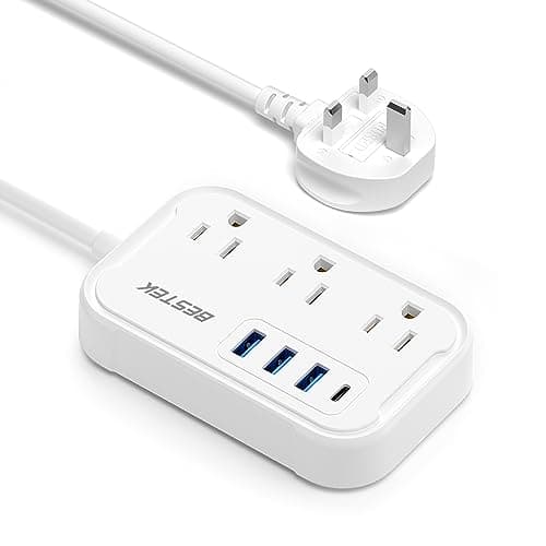 2.6ft BESTEK US to UK Travel Plug Adapter: Type G Adapter with 3 AC Outlets and 4 USB (1 PD20W) $9.91 + Free Shipping w/ Prime or orders $35+
