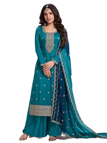 FABMIAMI Indian Women's traditional ready to Partywear salwar kameez embroidered Eid festival wedding ethnic suit FM-66 (US, Numeric, 54, Regular, Regular, Morpinch)