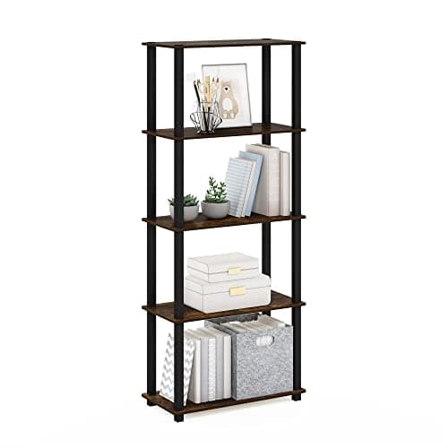 Furinno Turn-S-Tube 5-Tier Mul...Square Tubes, Amber Pine/Black