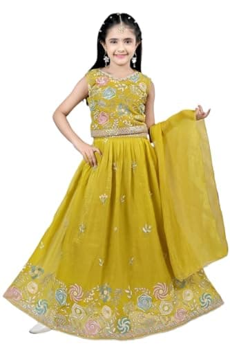 CLOTH ADDA Traditional Indian Ethnic Girls Lehenga Choli Set, Georgette Fabric, Embrodiery & Sequin Work, 5282