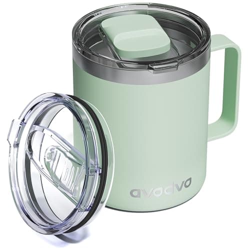 12-Oz avodvo Insulated Stainless Steel Coffee Mug w/ 2 Lids $7