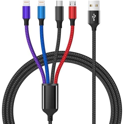 Firsting Dual IP 4 in 1 Multi Charging Cable, 1 Pack 5FT USB Charging Cord